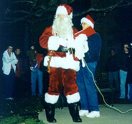 Santa and Mayor Tom Shroyer get ready to Light Up Eminence!